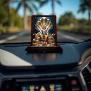Car Desk/Table Top Lord Vishnu Wooden Photo Stand 3x4 Inches, Compact & Stylish Spiritual Display For Car, Home & Office (Pack Of 1) (F14535) Car Desk/Table Top Lord Vishnu Wooden Photo Stand 3x4 Inches, Compact & Stylish Spiritual Display For Car, Home & Office (Pack Of 1) (F14535)