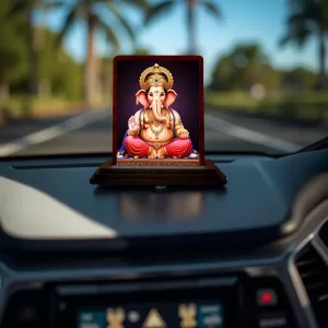 Car Desk/Table Top Lord Ganesha Wooden Photo Stand 3x4 Inches, Compact & Stylish Spiritual Display For Car, Home & Office (Pack Of 1) (F14537) Car Desk/Table Top Lord Ganesha Wooden Photo Stand 3x4 Inches, Compact & Stylish Spiritual Display For Car, Home & Office (Pack Of 1) (F14537)
