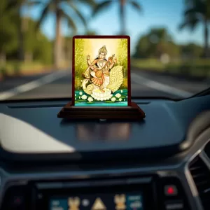 Car Desk/Table Top Goddess Saraswathi Wooden Photo Stand 3x4 Inches, Compact & Stylish Spiritual Display For Car, Home & Office (Pack Of 1) (F14544) Car Desk/Table Top Goddess Saraswathi Wooden Photo Stand 3x4 Inches, Compact & Stylish Spiritual Display For Car, Home & Office (Pack Of 1) (F14544)