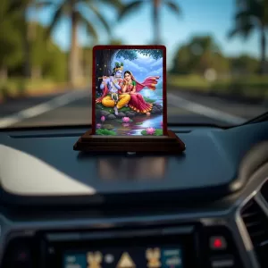 Car Desk/Table Top Radha Krishna Wooden Photo Stand 3x4 Inches, Compact & Stylish Spiritual Display For Car, Home & Office (Pack Of 1) (F14545) Car Desk/Table Top Radha Krishna Wooden Photo Stand 3x4 Inches, Compact & Stylish Spiritual Display For Car, Home & Office (Pack Of 1) (F14545)