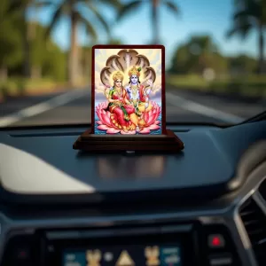 Car Desk/Table Top Lord Vishnu Lakshmi Wooden Photo Stand 3x4 Inches, Compact & Stylish Spiritual Display For Car, Home & Office (Pack Of 1) (F14558) Car Desk/Table Top Lord Vishnu Lakshmi Wooden Photo Stand 3x4 Inches, Compact & Stylish Spiritual Display For Car, Home & Office (Pack Of 1) (F14558)