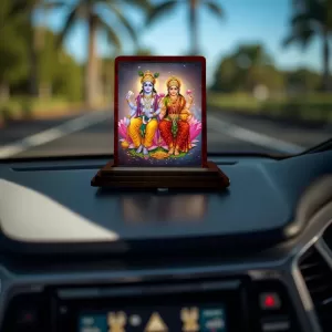 Car Desk/Table Top Lord Vishnu Lakshmi Wooden Photo Stand 3x4 Inches, Compact & Stylish Spiritual Display For Car, Home & Office (Pack Of 1) (F14560) Car Desk/Table Top Lord Vishnu Lakshmi Wooden Photo Stand 3x4 Inches, Compact & Stylish Spiritual Display For Car, Home & Office (Pack Of 1) (F14560)