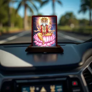 Car Desk/Table Top Lord Bramha Wooden Photo Stand 3x4 Inches, Compact & Stylish Spiritual Display For Car, Home & Office (Pack Of 1) (F14568) Car Desk/Table Top Lord Bramha Wooden Photo Stand 3x4 Inches, Compact & Stylish Spiritual Display For Car, Home & Office (Pack Of 1) (F14568)