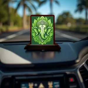 Car Desk/Table Top Lord Ganesha Wooden Photo Stand 3x4 Inches, Compact & Stylish Spiritual Display For Car, Home & Office (Pack Of 1) (F14575) Car Desk/Table Top Lord Ganesha Wooden Photo Stand 3x4 Inches, Compact & Stylish Spiritual Display For Car, Home & Office (Pack Of 1) (F14575)