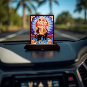 Car Desk/Table Top Lord Vishwakarma Wooden Photo Stand  3x4 Inches, Compact & Stylish Spiritual Display For Car, Home & Office (Pack Of 1) (F14581)