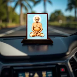 Car Desk/Table Top Mahaveer Babaji Wooden Photo Stand 3x4 Inches, Compact & Stylish Spiritual Display For Car, Home & Office (Pack Of 1) (F14583) Car Desk/Table Top Mahaveer Babaji Wooden Photo Stand 3x4 Inches, Compact & Stylish Spiritual Display For Car, Home & Office (Pack Of 1) (F14583)