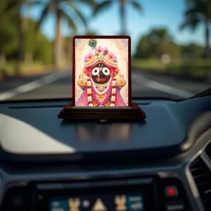Car Desk/Table Top Lord Jagannath Wooden Photo Stand 3x4 Inches, Compact & Stylish Spiritual Display For Car, Home & Office (Pack Of 1) (F14598) Car Desk/Table Top Lord Jagannath Wooden Photo Stand 3x4 Inches, Compact & Stylish Spiritual Display For Car, Home & Office (Pack Of 1) (F14598)