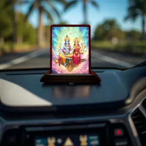 Car Desk/Table Top Lord Vishnu And Lakshmi Wooden Photo Stand 3x4 Inches, Compact & Stylish Spiritual Display For Car, Home & Office (Pack Of 1) (F14601) Car Desk/Table Top Lord Vishnu And Lakshmi Wooden Photo Stand 3x4 Inches, Compact & Stylish Spiritual Display For Car, Home & Office (Pack Of 1) (F14601)