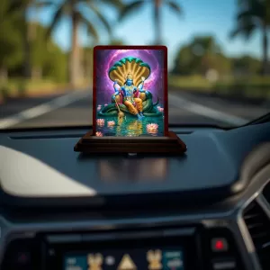 Car Desk/Table Top Lord Vishnu Wooden Photo Stand 3x4 Inches, Compact & Stylish Spiritual Display For Car, Home & Office (Pack Of 1) (F14605) Car Desk/Table Top Lord Vishnu Wooden Photo Stand 3x4 Inches, Compact & Stylish Spiritual Display For Car, Home & Office (Pack Of 1) (F14605)