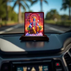 Car Desk/Table Top Lord Vishnu Wooden Photo Stand 3x4 Inches, Compact & Stylish Spiritual Display For Car, Home & Office (Pack Of 1) (F14612) Car Desk/Table Top Lord Vishnu Wooden Photo Stand 3x4 Inches, Compact & Stylish Spiritual Display For Car, Home & Office (Pack Of 1) (F14612)