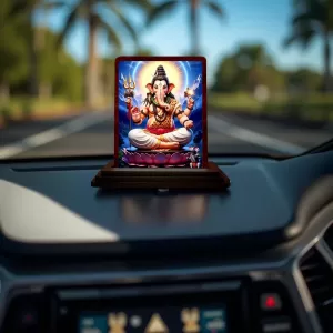 Car Desk/Table Top Lord Ganesha Wooden Photo Stand 3x4 Inches, Compact & Stylish Spiritual Display For Car, Home & Office (Pack Of 1) (F14616) Car Desk/Table Top Lord Ganesha Wooden Photo Stand 3x4 Inches, Compact & Stylish Spiritual Display For Car, Home & Office (Pack Of 1) (F14616)