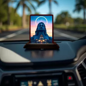 Car Desk/Table Top Lord Shiva Wooden Photo Stand  3x4 Inches, Compact & Stylish Spiritual Display For Car, Home & Office (Pack Of 1) (F14620)