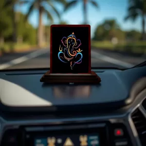 Car Desk/Table Top Lord Ganesha Wooden Photo Stand 3x4 Inches, Compact & Stylish Spiritual Display For Car, Home & Office (Pack Of 1) (F14622) Car Desk/Table Top Lord Ganesha Wooden Photo Stand 3x4 Inches, Compact & Stylish Spiritual Display For Car, Home & Office (Pack Of 1) (F14622)