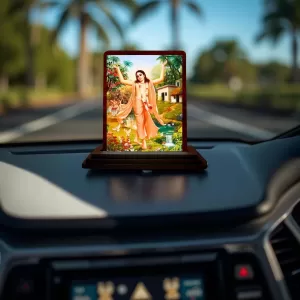 Car Desk/Table Top Lord Krishna Wooden Photo Stand  3x4 Inches, Compact & Stylish Spiritual Display For Car, Home & Office (Pack Of 1) (F14651)