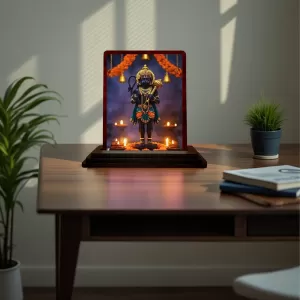 Car Desk/Table Top Lord Hanuman Wooden Photo Stand 3x4 Inches, Compact & Stylish Spiritual Display For Car, Home & Office (Pack Of 1) (F15057) Car Desk/Table Top Lord Hanuman Wooden Photo Stand 3x4 Inches, Compact & Stylish Spiritual Display For Car, Home & Office (Pack Of 1) (F15057)