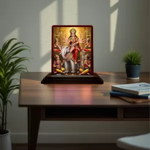 Car Desk/Table Top Maa Durga Wooden Photo Stand 3x4 Inches, Compact & Stylish Spiritual Display For Car, Home & Office (Pack Of 1) (F15060) Car Desk/Table Top Maa Durga Wooden Photo Stand 3x4 Inches, Compact & Stylish Spiritual Display For Car, Home & Office (Pack Of 1) (F15060)