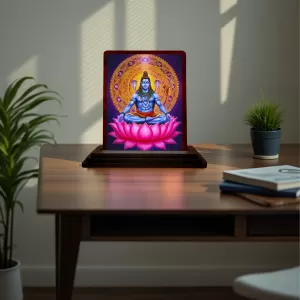 Car Desk/Table Top Lord Shankar Wooden Photo Stand 3x4 Inches, Compact & Stylish Spiritual Display For Car, Home & Office (Pack Of 1) (F15066) Car Desk/Table Top Lord Shankar Wooden Photo Stand 3x4 Inches, Compact & Stylish Spiritual Display For Car, Home & Office (Pack Of 1) (F15066)