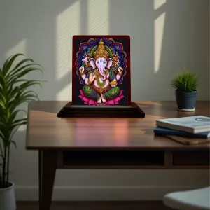 Car Desk/Table Top Lord Ganesha Wooden Photo Stand 3x4 Inches, Compact & Stylish Spiritual Display For Car, Home & Office (Pack Of 1) (F15073) Car Desk/Table Top Lord Ganesha Wooden Photo Stand 3x4 Inches, Compact & Stylish Spiritual Display For Car, Home & Office (Pack Of 1) (F15073)
