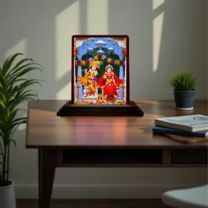 Car Desk/Table Top Lord Radha Krishn Wooden Photo Stand 3x4 Inches, Compact & Stylish Spiritual Display For Car, Home & Office (Pack Of 1) (F15097) Car Desk/Table Top Lord Radha Krishn Wooden Photo Stand 3x4 Inches, Compact & Stylish Spiritual Display For Car, Home & Office (Pack Of 1) (F15097)