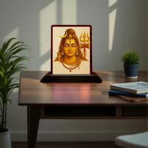 Car Desk/Table Top Lord Shiva Wooden Photo Stand 3x4 Inches, Compact & Stylish Spiritual Display For Car, Home & Office (Pack Of 1) (F15098) Car Desk/Table Top Lord Shiva Wooden Photo Stand 3x4 Inches, Compact & Stylish Spiritual Display For Car, Home & Office (Pack Of 1) (F15098)