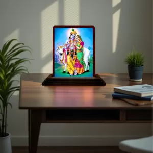 Car Desk/Table Top Lord Radha Krishna Wooden Photo Stand 3x4 Inches, Compact & Stylish Spiritual Display For Car, Home & Office (Pack Of 1) (F15111) Car Desk/Table Top Lord Radha Krishna Wooden Photo Stand 3x4 Inches, Compact & Stylish Spiritual Display For Car, Home & Office (Pack Of 1) (F15111)