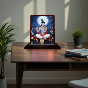 Car Desk/Table Top Lord Krishna Wooden Photo Stand 3x4 Inches, Compact & Stylish Spiritual Display For Car, Home & Office (Pack Of 1) (F15112) Car Desk/Table Top Lord Krishna Wooden Photo Stand 3x4 Inches, Compact & Stylish Spiritual Display For Car, Home & Office (Pack Of 1) (F15112)
