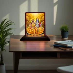 Car Desk/Table Top Lord Vishu Laxmi Wooden Photo Stand 3x4 Inches, Compact & Stylish Spiritual Display For Car, Home & Office (Pack Of 1) (F15117) Car Desk/Table Top Lord Vishu Laxmi Wooden Photo Stand 3x4 Inches, Compact & Stylish Spiritual Display For Car, Home & Office (Pack Of 1) (F15117)