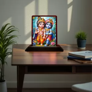 Car Desk/Table Top Lord Bal Krishna Wooden Photo Stand 3x4 Inches, Compact & Stylish Spiritual Display For Car, Home & Office (Pack Of 1) (F15131) Car Desk/Table Top Lord Bal Krishna Wooden Photo Stand 3x4 Inches, Compact & Stylish Spiritual Display For Car, Home & Office (Pack Of 1) (F15131)