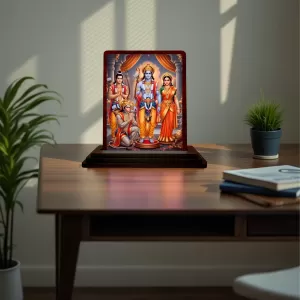 Car Desk/Table Top Lord Ram Siya Wooden Photo Stand 3x4 Inches, Compact & Stylish Spiritual Display For Car, Home & Office (Pack Of 1) (F15141) Car Desk/Table Top Lord Ram Siya Wooden Photo Stand 3x4 Inches, Compact & Stylish Spiritual Display For Car, Home & Office (Pack Of 1) (F15141)