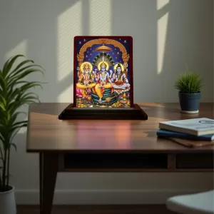 Car Desk/Table Top Lord Vishnu Shankar Bramha Wooden Photo Stand 3x4 Inches, Compact & Stylish Spiritual Display For Car, Home & Office (Pack Of 1) (F15146) Car Desk/Table Top Lord Vishnu Shankar Bramha Wooden Photo Stand 3x4 Inches, Compact & Stylish Spiritual Display For Car, Home & Office (Pack Of 1) (F15146)