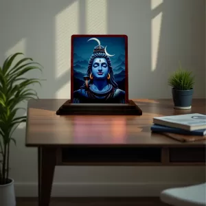 Car Desk/Table Top Lord Shiva Wooden Photo Stand 3x4 Inches, Compact & Stylish Spiritual Display For Car, Home & Office (Pack Of 1) (F15154) Car Desk/Table Top Lord Shiva Wooden Photo Stand 3x4 Inches, Compact & Stylish Spiritual Display For Car, Home & Office (Pack Of 1) (F15154)