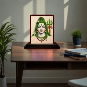 Car Desk/Table Top Lord Shiva Wooden Photo Stand 3x4 Inches, Compact & Stylish Spiritual Display For Car, Home & Office (Pack Of 1) (F15159) Car Desk/Table Top Lord Shiva Wooden Photo Stand 3x4 Inches, Compact & Stylish Spiritual Display For Car, Home & Office (Pack Of 1) (F15159)