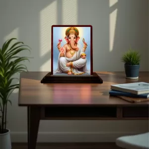 Car Desk/Table Top Lord Ganesha Wooden Photo Stand 3x4 Inches, Compact & Stylish Spiritual Display For Car, Home & Office (Pack Of 1) (F15162) Car Desk/Table Top Lord Ganesha Wooden Photo Stand 3x4 Inches, Compact & Stylish Spiritual Display For Car, Home & Office (Pack Of 1) (F15162)