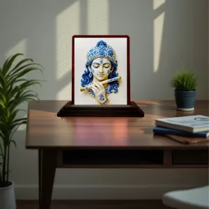 Car Desk/Table Top Lord Krishna Wooden Photo Stand 3x4 Inches, Compact & Stylish Spiritual Display For Car, Home & Office (Pack Of 1) (F15181) Car Desk/Table Top Lord Krishna Wooden Photo Stand 3x4 Inches, Compact & Stylish Spiritual Display For Car, Home & Office (Pack Of 1) (F15181)