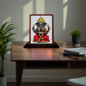 Car Desk/Table Top Lord Ganesh Wooden Photo Stand 3x4 Inches, Compact & Stylish Spiritual Display For Car, Home & Office (Pack Of 1) (F15182) Car Desk/Table Top Lord Ganesh Wooden Photo Stand 3x4 Inches, Compact & Stylish Spiritual Display For Car, Home & Office (Pack Of 1) (F15182)