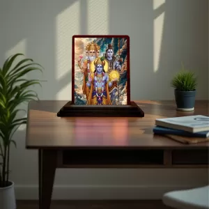 Car Desk/Table Top Lord Vishnu Shankar Bramha Wooden Photo Stand 3x4 Inches, Compact & Stylish Spiritual Display For Car, Home & Office (Pack Of 1) (F15187) Car Desk/Table Top Lord Vishnu Shankar Bramha Wooden Photo Stand 3x4 Inches, Compact & Stylish Spiritual Display For Car, Home & Office (Pack Of 1) (F15187)