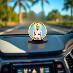 Car Desk/Table Top Ramakrishna Paramahamsa Metal Golden Photo Stand  2x2 Inches, Compact & Stylish Spiritual Display For Car, Home & Office (Pack Of 1) (F18442)