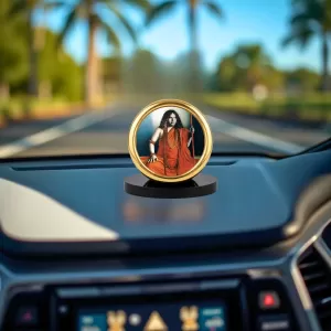 Car Desk/Table Top Acharya Srimat Swami Pranabanandaji Maharaj Metal Golden Photo Stand 2x2 Inches, Compact & Stylish Spiritual Display For Car, Home & Office (Pack Of 1) (F18522) Car Desk/Table Top Acharya Srimat Swami Pranabanandaji Maharaj Metal Golden Photo Stand 2x2 Inches, Compact & Stylish Spiritual Display For Car, Home & Office (Pack Of 1) (F18522)