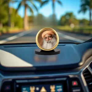 Car Desk/Table Top Sadhguru Metal Golden Photo Stand  2x2 Inches, Compact & Stylish Spiritual Display For Car, Home & Office (Pack Of 1) (F18525)