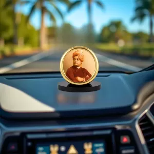 Car Desk/Table Top Swami Vivekananda Metal Golden Photo Stand 2x2 Inches, Compact & Stylish Spiritual Display For Car, Home & Office (Pack Of 1) (F18564) Car Desk/Table Top Swami Vivekananda Metal Golden Photo Stand 2x2 Inches, Compact & Stylish Spiritual Display For Car, Home & Office (Pack Of 1) (F18564)