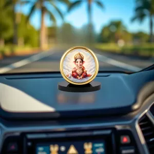 Car Desk/Table Top Lord Ganesha Metal Golden Photo Stand 2x2 Inches, Compact & Stylish Spiritual Display For Car, Home & Office (Pack Of 1) (F18578) Car Desk/Table Top Lord Ganesha Metal Golden Photo Stand 2x2 Inches, Compact & Stylish Spiritual Display For Car, Home & Office (Pack Of 1) (F18578)