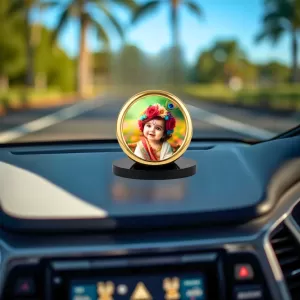 Car Desk/Table Top Little Krishna Metal Golden Photo Stand 2x2 Inches, Compact & Stylish Spiritual Display For Car, Home & Office (Pack Of 1) (F18579) Car Desk/Table Top Little Krishna Metal Golden Photo Stand 2x2 Inches, Compact & Stylish Spiritual Display For Car, Home & Office (Pack Of 1) (F18579)