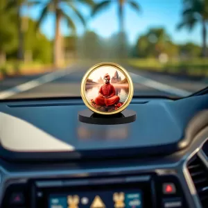 Car Desk/Table Top Swami Vivekananda Metal Golden Photo Stand 2x2 Inches, Compact & Stylish Spiritual Display For Car, Home & Office (Pack Of 1) (F18699) Car Desk/Table Top Swami Vivekananda Metal Golden Photo Stand 2x2 Inches, Compact & Stylish Spiritual Display For Car, Home & Office (Pack Of 1) (F18699)