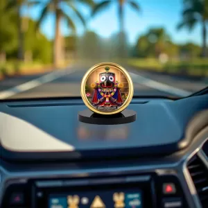 Car Desk/Table Top Lord Jagannath Metal Golden Photo Stand  2x2 Inches, Compact & Stylish Spiritual Display For Car, Home & Office (Pack Of 1) (F18748)