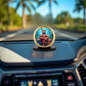 Car Desk/Table Top Lord Jagannath Metal Golden Photo Stand  2x2 Inches, Compact & Stylish Spiritual Display For Car, Home & Office (Pack Of 1) (F18751)