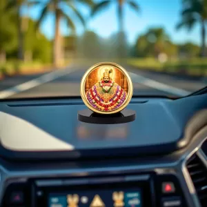 Car Desk/Table Top Khatu Shyam Metal Golden Photo Stand 2x2 Inches, Compact & Stylish Spiritual Display For Car, Home & Office (Pack Of 1) (F18791) Car Desk/Table Top Khatu Shyam Metal Golden Photo Stand 2x2 Inches, Compact & Stylish Spiritual Display For Car, Home & Office (Pack Of 1) (F18791)