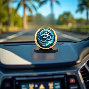 Car Desk/Table Top Om Symbol Metal Golden Photo Stand 2x2 Inches, Compact & Stylish Spiritual Display For Car, Home & Office (Pack Of 1) (F18870) Car Desk/Table Top Om Symbol Metal Golden Photo Stand 2x2 Inches, Compact & Stylish Spiritual Display For Car, Home & Office (Pack Of 1) (F18870)