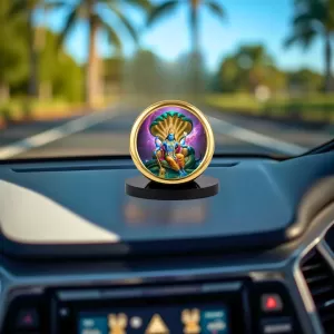Car Desk/Table Top Lord Vishnu Metal Golden Photo Stand 2x2 Inches, Compact & Stylish Spiritual Display For Car, Home & Office (Pack Of 1) (F18918) Car Desk/Table Top Lord Vishnu Metal Golden Photo Stand 2x2 Inches, Compact & Stylish Spiritual Display For Car, Home & Office (Pack Of 1) (F18918)