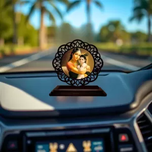 Car Desk/Table Top Lord Krishna With Yashodha Wooden Photo Stand 3x4 Inches, Compact & Stylish Spiritual Display For Car, Home & Office (Pack Of 1) (F19561) Car Desk/Table Top Lord Krishna With Yashodha Wooden Photo Stand 3x4 Inches, Compact & Stylish Spiritual Display For Car, Home & Office (Pack Of 1) (F19561)
