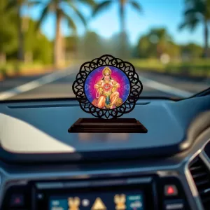 Car Desk/Table Top Lord Hanuman Wooden Photo Stand 3x4 Inches, Compact & Stylish Spiritual Display For Car, Home & Office (Pack Of 1) (F19606) Car Desk/Table Top Lord Hanuman Wooden Photo Stand 3x4 Inches, Compact & Stylish Spiritual Display For Car, Home & Office (Pack Of 1) (F19606)